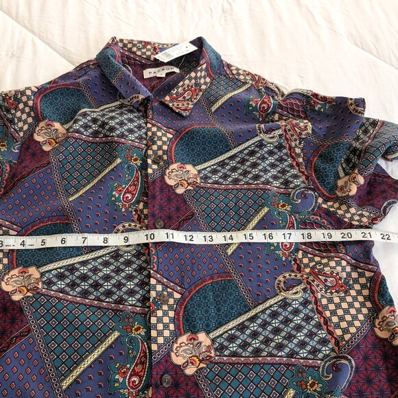PACSUN Shirt Men's M Multicolor Abstract Short‎ Sleeve Loop Camp Collar Rayon - Picture 14 of 15